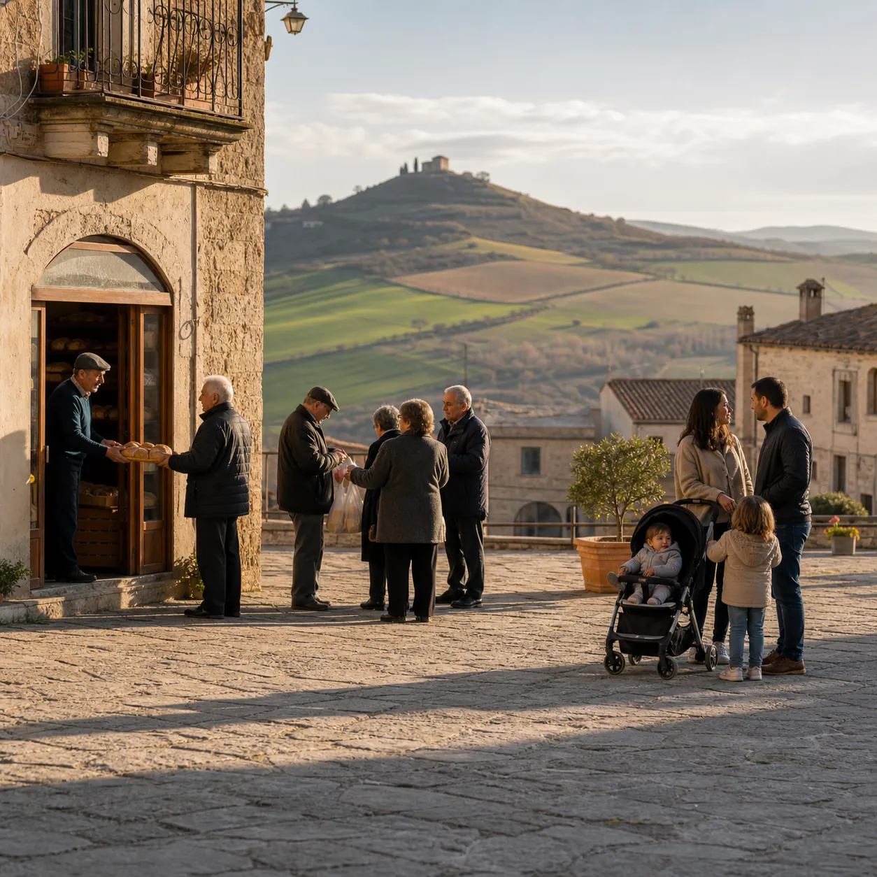 Illustration: Morning at a village bakery in Basilicata