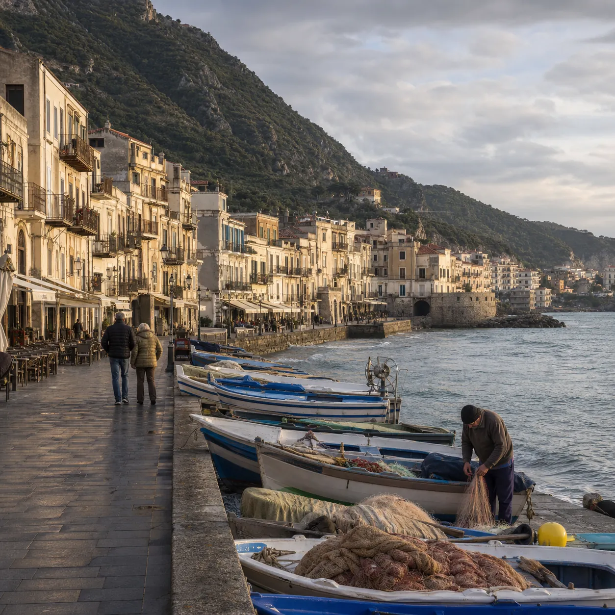 Illustration: A Calabrian coastal town outside summer