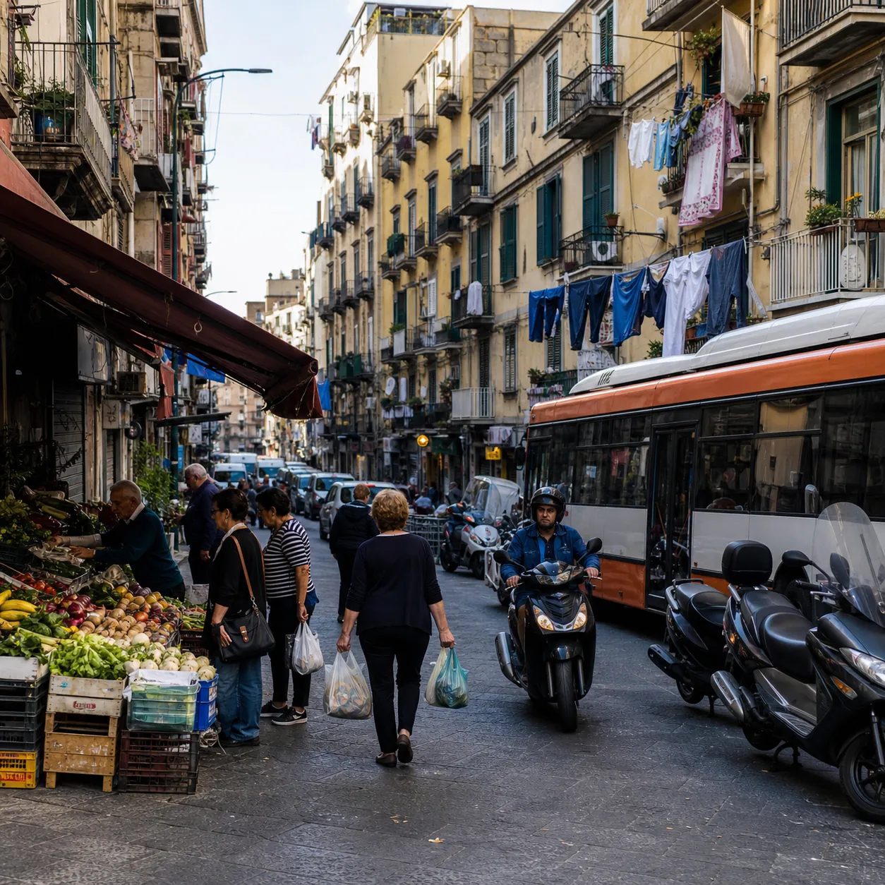 Illustration: Everyday neighbourhood life in Naples
