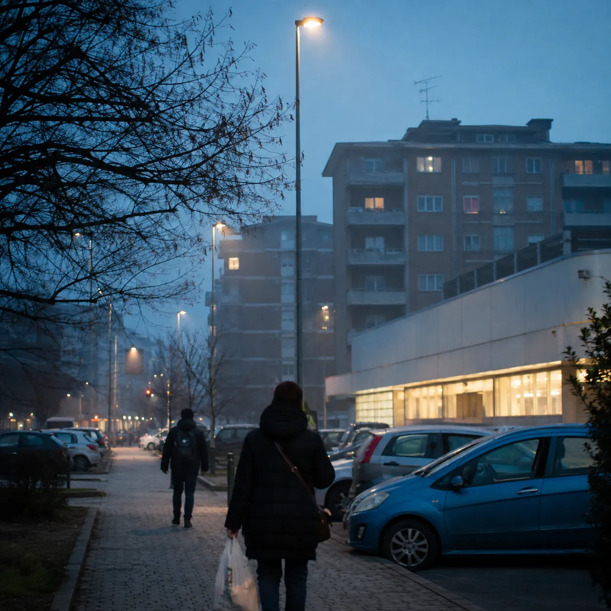 Illustration: An ordinary winter evening in urban Lombardia