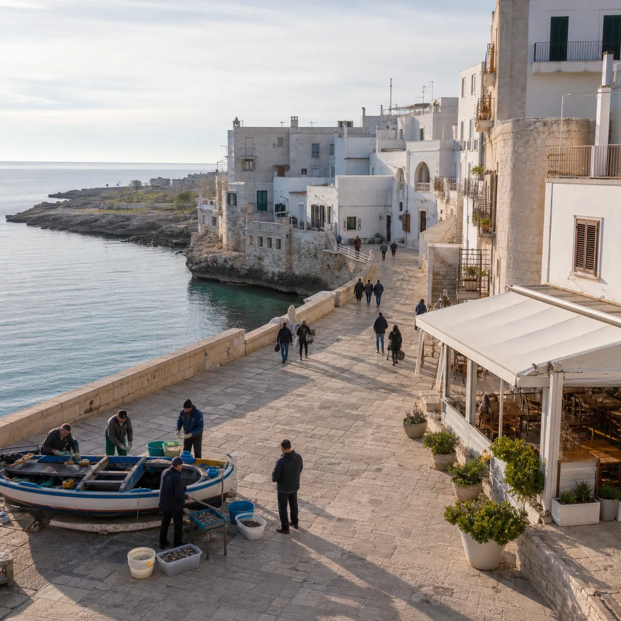 Illustration: A Puglian coastal town outside peak season