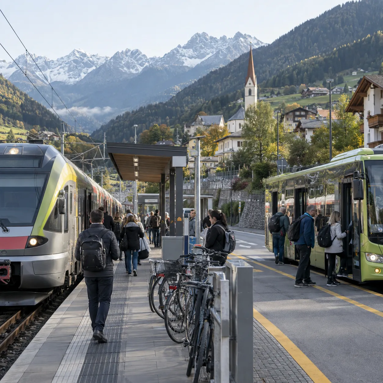 Illustration: Public transport in an Alpine valley