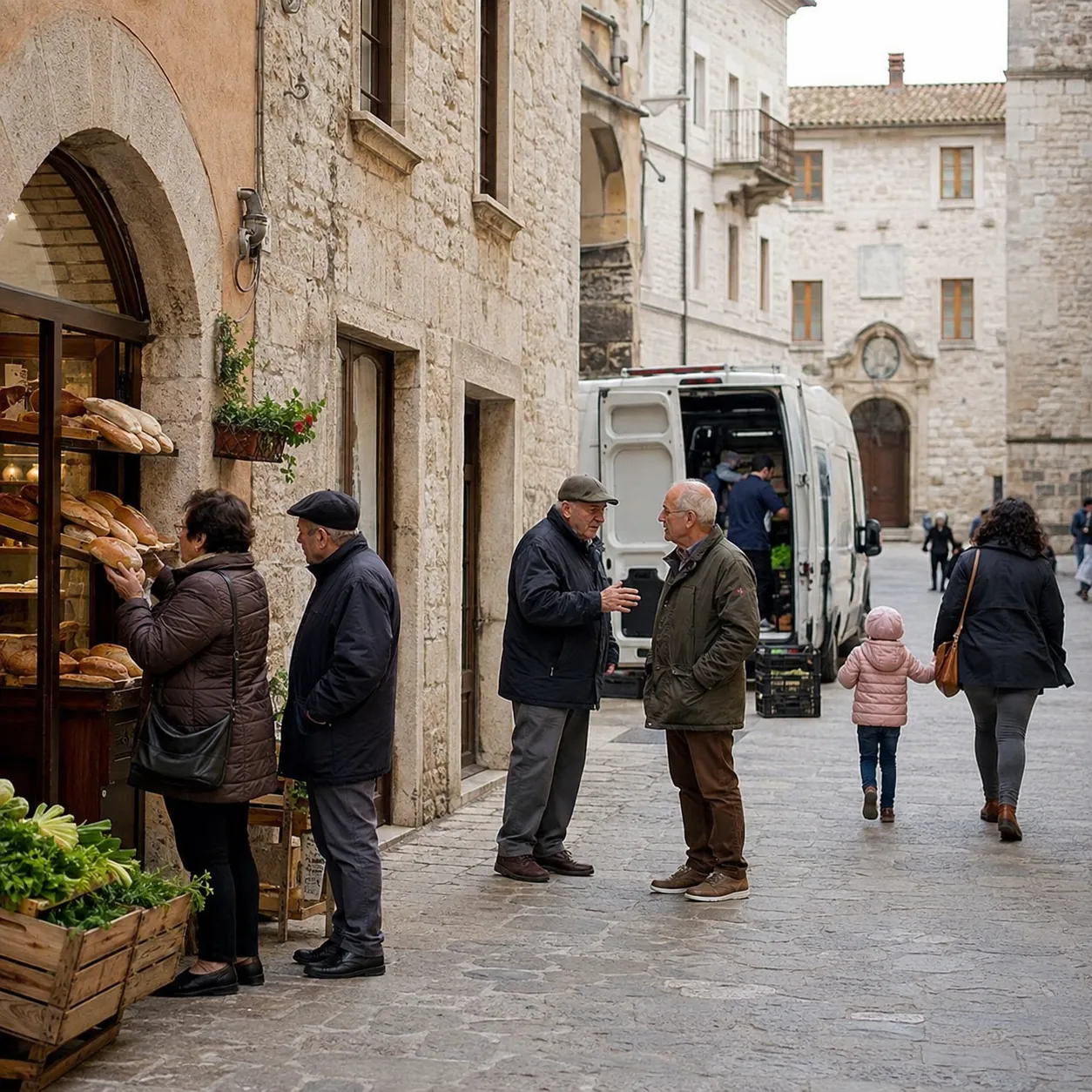 Illustration: Community life in an Umbrian hill town