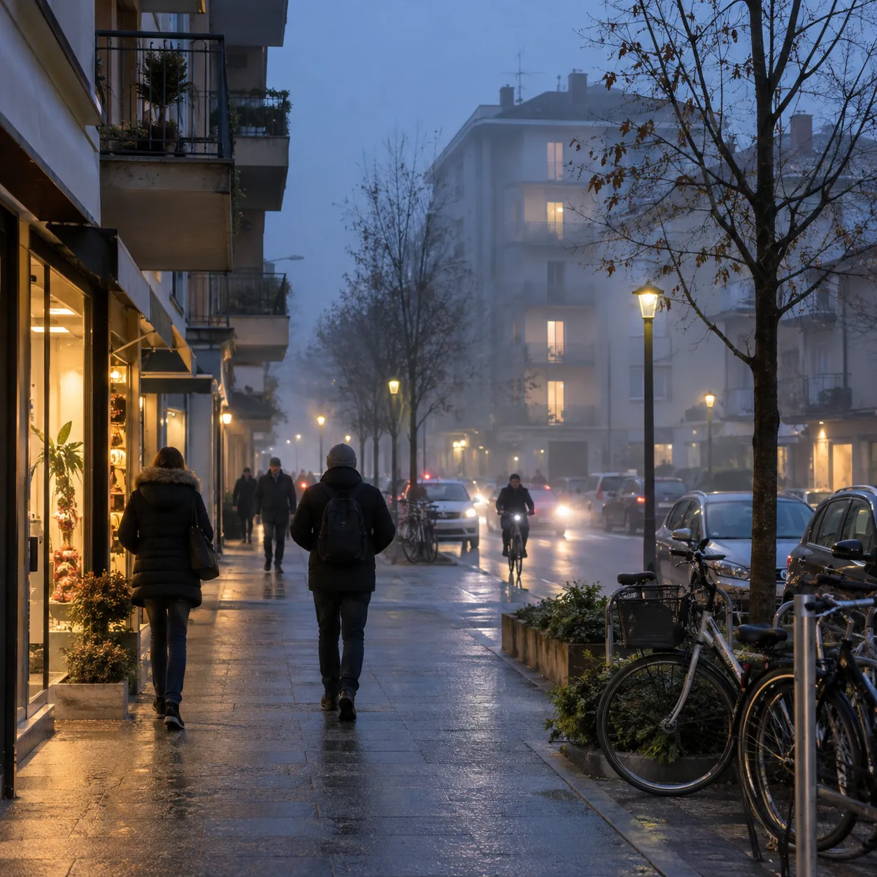 Illustration: A foggy winter evening in Veneto